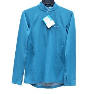 NWT Columbia Teal Blue 1/4 Zip Pullover Work Out Active Top Shirt Blouse Tee M